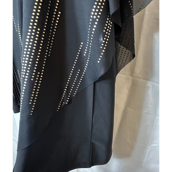 Corvia Top Women’s 1X BLK Sleeveless Metallic Flowy Cape Keyhole Party Blouse - Picture 5 of 13